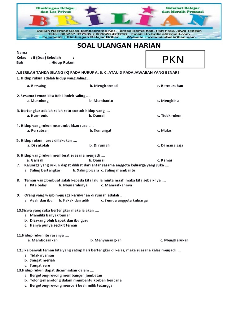 10 Contoh Soal PKN Kelas 2 SD Tentang Kerjasama yang Wajib Dikuasai Siswa di Tahun 2026