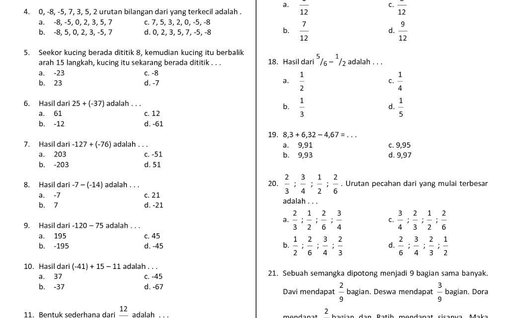 Akhirnya Tersedia Download Soal Ulangan Matematika Kelas 4 SD Semester 1 Siap Cetak untuk Belajar Akhirnya Tersedia Download Soal Ulangan Matematika Kelas 4 SD Semester 1 Siap Cetak untuk Belajar