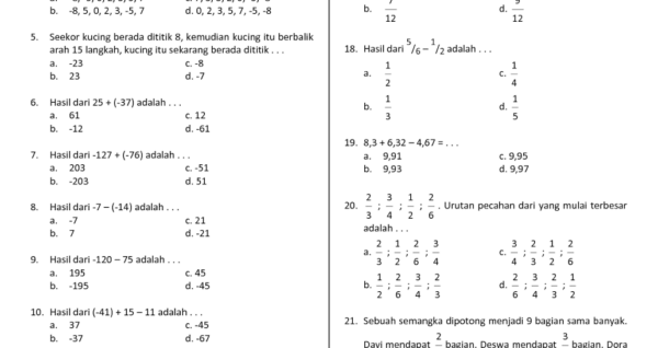 Akhirnya Tersedia Download Soal Ulangan Matematika Kelas 4 SD Semester 1 Siap Cetak untuk Belajar