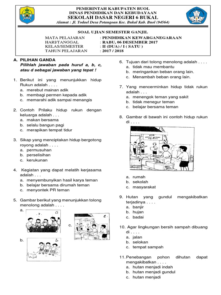 Contoh Soal PKN Kelas 2 SD Tentang Hidup Rukun: 7 Soal Ternyata Banyak Siswa Keliru