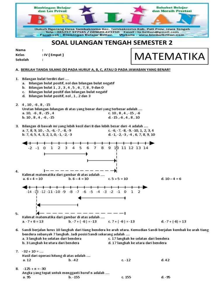 Download Soal Ulangan Kelas 4 Semester 2 Matematika Terlengkap dan Wajib Dipelajari Sebelum Ujian