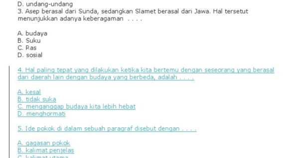 Download Soal Ulangan Kelas 4 Tema 1 Subtema 1 Lengkap dengan Kunci Jawaban, Ternyata Ini 5 Pola Soal yang Sering Muncul
