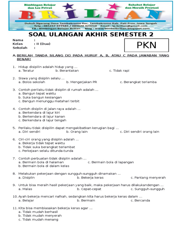 Ternyata Ini 7 Contoh Soal PKN Kelas 2 SD Semester 2 yang Wajib Dikuasai Sebelum Ujian