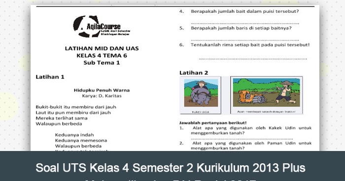 download soal ulangan kelas 4 semester 2 kurikulum 2013