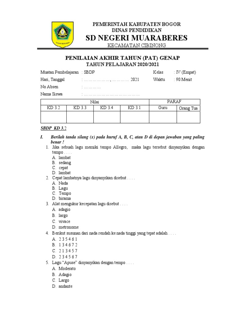 Bocoran Rahasia Kunci Jawaban Soal SBDK Kelas 4 Tema 4 Agar Nilai Ujian Langsung Sempurna