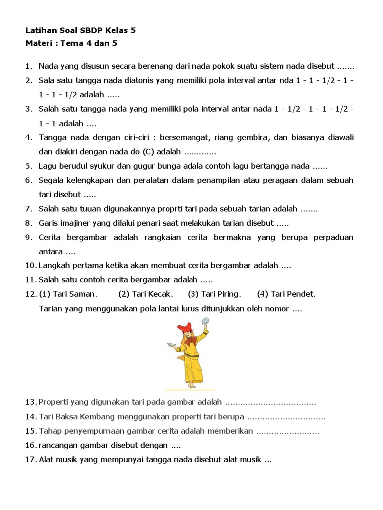Rahasia Menjawab Soal SBDP KD 3.4 Kelas 5 Agar Nilai Ujian Langsung Melonjak Tinggi Rahasia Menjawab Soal SBDP KD 3.4 Kelas 5 Agar Nilai Ujian Langsung Melonjak Tinggi