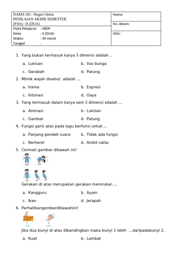 Rahasia Skor Sempurna Kerjakan Soal SBDP Kelas 2 Tema 6 Subtema 4 Ini Wajib Tahu