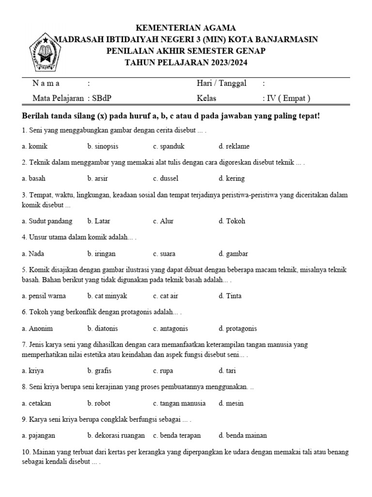 Ternyata Ini Rahasia Cari soal sbdp k 13 kelas 4 sd filetype doc Agar Belajar Lebih Cepat